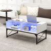 Center Table with Faux Marble and Tempered Glass Top