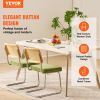 VEVOR Rattan Dining Chairs Set of 2, Mid Century Modern Dining Chair, Upholstered Velvet Accent Chair with Rattan Back