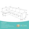 Modular 6-Piece Sectional Sofa â€“ 109''L x 54.5''W x 34''H, Available in Beige, Black, and Gray