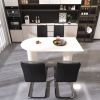 63 "medieval modern cream style MDF dining table and PU armless dining chair set 4. Assemble Desktop and Silver plated metal leg dining chair set