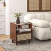 Simple Retro Bamboo Rattan Nightstand with Drawer
