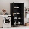 Kitchen Pantry Storage Cabinet 68.8" H, with 2 Door, 4 Adjustable Shelves, Freestanding Wooden Cupboard for Dining Room Living Room, Laundry, White