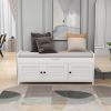 Storage Bench with 3 Shutter-shaped Doors,Shoe Bench with Removable Cushion and Hidden Storage Space