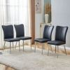 Modern minimalist dining chairs, black PU leather curved backrest and seat cushions, electroplated metal chair legs, suitable for restaurants