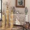 Metal decorative vases High distress metal center vases with growing vine patterns, set of 3 vases for home decoration 34 ", 29 ", 25 "H, gold