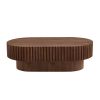43.70 Inch Modern Handcraft Drum Coffee Table Oval Coffee Table for Living Room,Small Wooden Coffee Table with Sturdy Pedestal for Office
