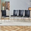Modern minimalist dining chairs, black PU leather curved backrest and seat cushions, electroplated metal chair legs, suitable for restaurants