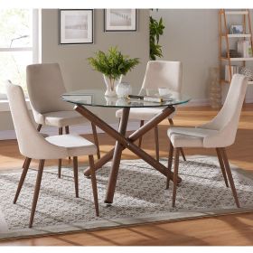 ROCCA_CORA 5PC DINING SET (Color: Beige)