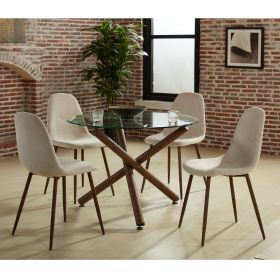 ROCCA_LYNA 5PC DINING SET (Color: Beige)