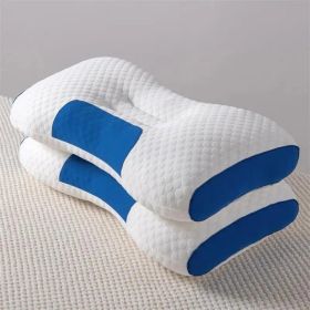 2pcs Knitted SPA Massage Neck Pillow, Cervical Orthopedic Neck Pillow, Soft, Adjustable Ergonomic Contour Support Pillow, Pillow Core, Removable Pillo (Option: Blue)