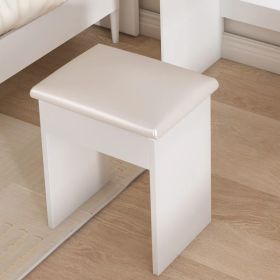 Modern Mini Dressing Table with LED-lit Mirror & Hidden Storage,Includes Padded Stool,Adjustable Brightness Vanity Desk,Multi-tier Dust-proof Shelves, (Option: default title)