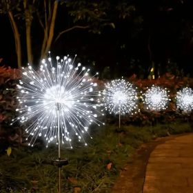 120 LED Solar Fireworks Lights, Starburst Fairy Lights with 8 Lighting Modes, IP4X, Solar Powered Pathway Lights for Patio, Yard, Christmas Holiday De (Option: White)