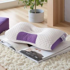 2pcs Knitted SPA Massage Neck Pillow, Cervical Orthopedic Neck Pillow, Soft, Adjustable Ergonomic Contour Support Pillow, Pillow Core, Removable Pillo (Option: Purple)