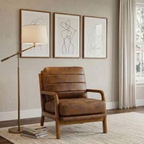 Foil fabric wood armchair (Option: Light brown)
