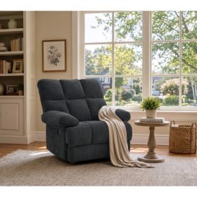 Modern Manual Rocker Recliner Chair, with nubby upholstery Fabric for Living Room (Option: Dark gray)