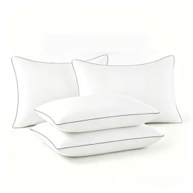 Pillows Standard And Full Size, Hotel Collection Bed Pillows For Side, Back, And Stomach Sleepers, Fluffy And Supportive, Down Alternative Microfiber (Option: 4pc Gray Queen 18x 28in)