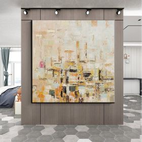 Handmade Oil Painting Color Block Gold Leaf Living Room Decoration Painting Abstract Painting Home Hanging Painting Wall Art (Style: 1.0, size: 60x60cm)