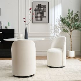 Set Of 1 Upholstered Kitchen & Dining Room Barrel Chair, Mid Century Modern Round Velvet Dining Chair (Color: as Pic)