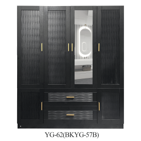 Wooden Armoire Wardrobe Closet with 3 Doors Hanging Rods 4 Drawers Shelves Large Capacity Clothes Storage Cabinet Organization for Bedroom Black 47.24 (size: nan)