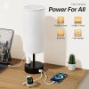 Small Bedside Lamp Touch Control Table Lamp with USB A+C Charging Ports & AC Outlet 3-Way Dimmable Nightstand Lamp with Linen Fabric Shade for Bedroom