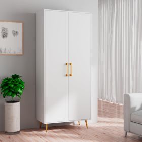 Kitchen Pantry Storage Cabinet 68.8" H, with 2 Door, 4 Adjustable Shelves, Freestanding Wooden Cupboard for Dining Room Living Room, Laundry, White (Color: White)