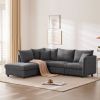 89*79" Modern Modular Sectional Sofa with Deep Seat,Vertical Stripes,5 Seat Corner Couch with Movable Ottoman,Throw Pillows