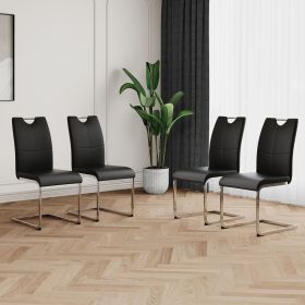 Modern Dining Chairs with Faux Leather Padded Seat Dining Living Room Chairs Upholstered Chair with Chrome Metal Legs Design for Kitchen, Living (Color: as Pic)