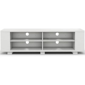 Wooden TV Stand with 8 Open Shelves for TVs up to 65 Inch Flat Screen (Color: White)