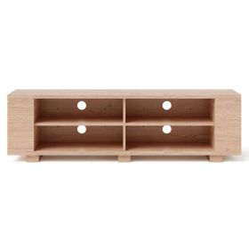 Wooden TV Stand with 8 Open Shelves for TVs up to 65 Inch Flat Screen (Color: Natural)