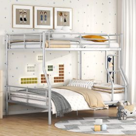 Full XL Over Queen Metal Bunk Bed (Color: Silver)
