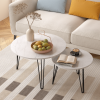 27.56" Round Nesting Coffee Table Set of 2, Circular Nesting End Table Set, Round Marble Tabletop, and Sturdy Metal Base for Living Room, bedroom