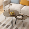 27.56" Round Nesting Coffee Table Set of 2, Circular Nesting End Table Set, Round Marble Tabletop, and Sturdy Metal Base for Living Room, bedroom