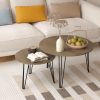 27.56" Round Nesting Coffee Table Set of 2, Circular Nesting End Table Set, Round Marble Tabletop, and Sturdy Metal Base for Living Room, bedroom