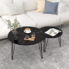 27.56" Round Nesting Coffee Table Set of 2, Circular Nesting End Table Set, Round Marble Tabletop, and Sturdy Metal Base for Living Room, bedroom
