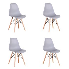 Set of 4 Modern Style Dining Chair, Shell Lounge Plastic Chair for Kitchen, Dining, Bedroom (Color: Gray)