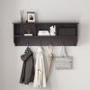 White Entryway Wall Mounted Coat Rack with 4 Dual Hooks Living Room Wooden Storage Shelf