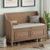 Rustic Style Solid wood Entryway Multifunctional Storage Bench with Safety Hinge