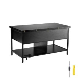 Lift Top Coffee Table, 39.4 in Rectangle Coffee Table with Extra Storage Pockets (Shape: Rectangle, Color: Black)