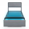 Full/Queen/Twin Size Bed Frame with LED Lights Drawer and Metal Slats