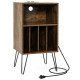 Record Player Stand with Charging Station for Living Room Bedroom (Color: Rustic Brown)