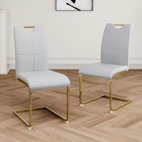 Modern Dining Chairs with Faux Leather Padded Seat Dining Living Room Chairs Upholstered Chair with gold Metal Legs Design for Kitchen, Living (Color: as Pic)