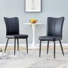 Modern minimalist dining chairs, black PU leather curved backrest and seat cushions, black metal chair legs, suitable for restaurants, bedrooms