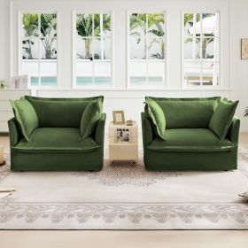 Set of 2 Slipcovered Armchairs,Deep Seat Accent Chair Set for Living Room, Reading Room, Bedroom and Working Spaces (Color: as Pic)