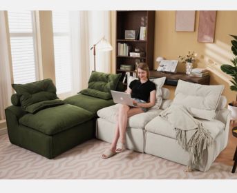[NEW ARRIVED] [VIDEO PROVIDED]Modular Sofa,No Armrests,At will DIY,Corduroy ,Neck Pillow-Back Lounge Sofa Chair,Reading Nook, or Apartment Living (Color: as Pic)