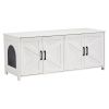 Cat Litter Box Enclosure for 2 Cats, Litter Box Furniture Hidden with Double Rooms, Wooden Cat Box Cabinet Fit Most of Litter Box