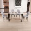 51" 4 person glass dining table set, kitchen set with black metal leg dining table and chairs