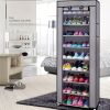 1 Large Capacity 10-Tier Non-Woven Shoe Rack, Space-Saving, Tall & Narrow, Movable for Dust Removal, Stable Structure, Multi-Color
