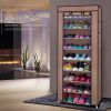 1 Large Capacity 10-Tier Non-Woven Shoe Rack, Space-Saving, Tall & Narrow, Movable for Dust Removal, Stable Structure, Multi-Color
