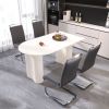 63 "medieval modern cream style MDF dining table and PU armless dining chair set 4. Assemble Desktop and Silver plated metal leg dining chair set
