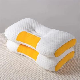 2pcs Knitted SPA Massage Neck Pillow, Cervical Orthopedic Neck Pillow, Soft, Adjustable Ergonomic Contour Support Pillow, Pillow Core, Removable Pillo (Option: Yellow)